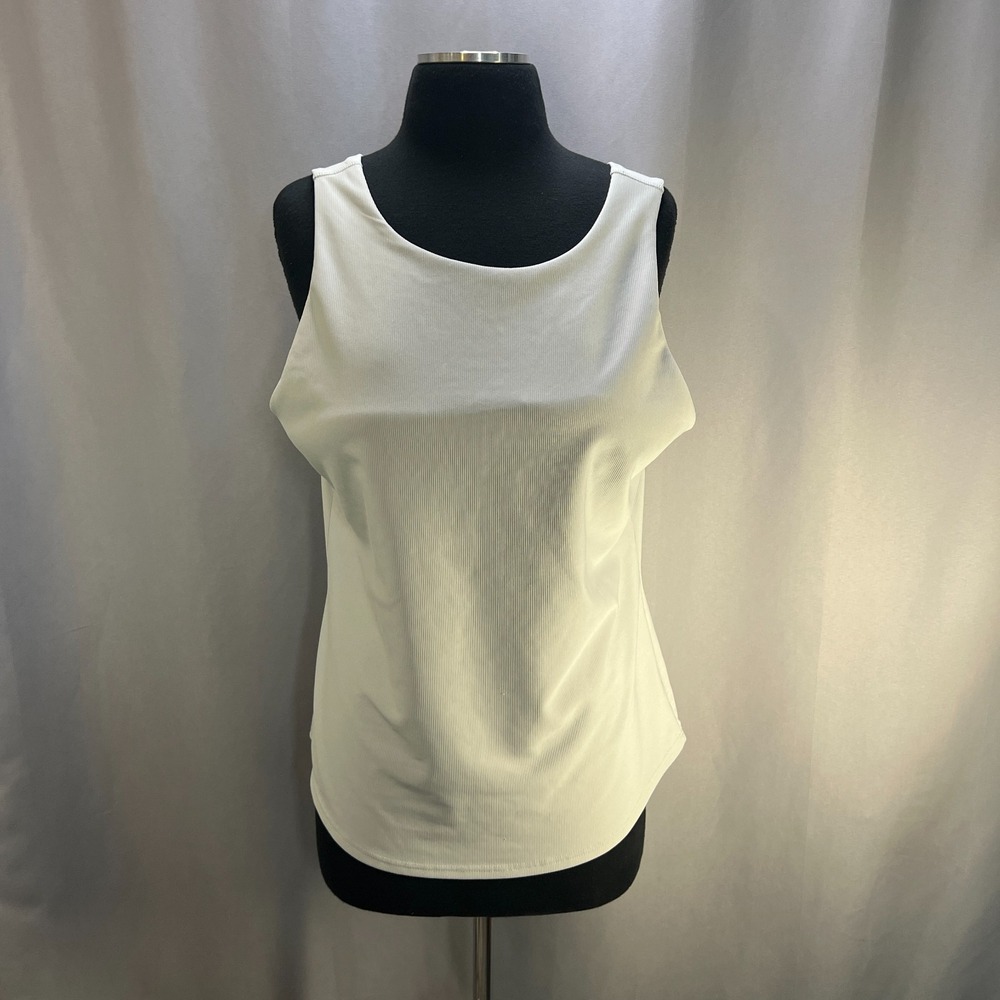 32 Degrees Cool Ribbed Tank Top Womens XL Gray Nylon Stretch Athleisure Gym Work